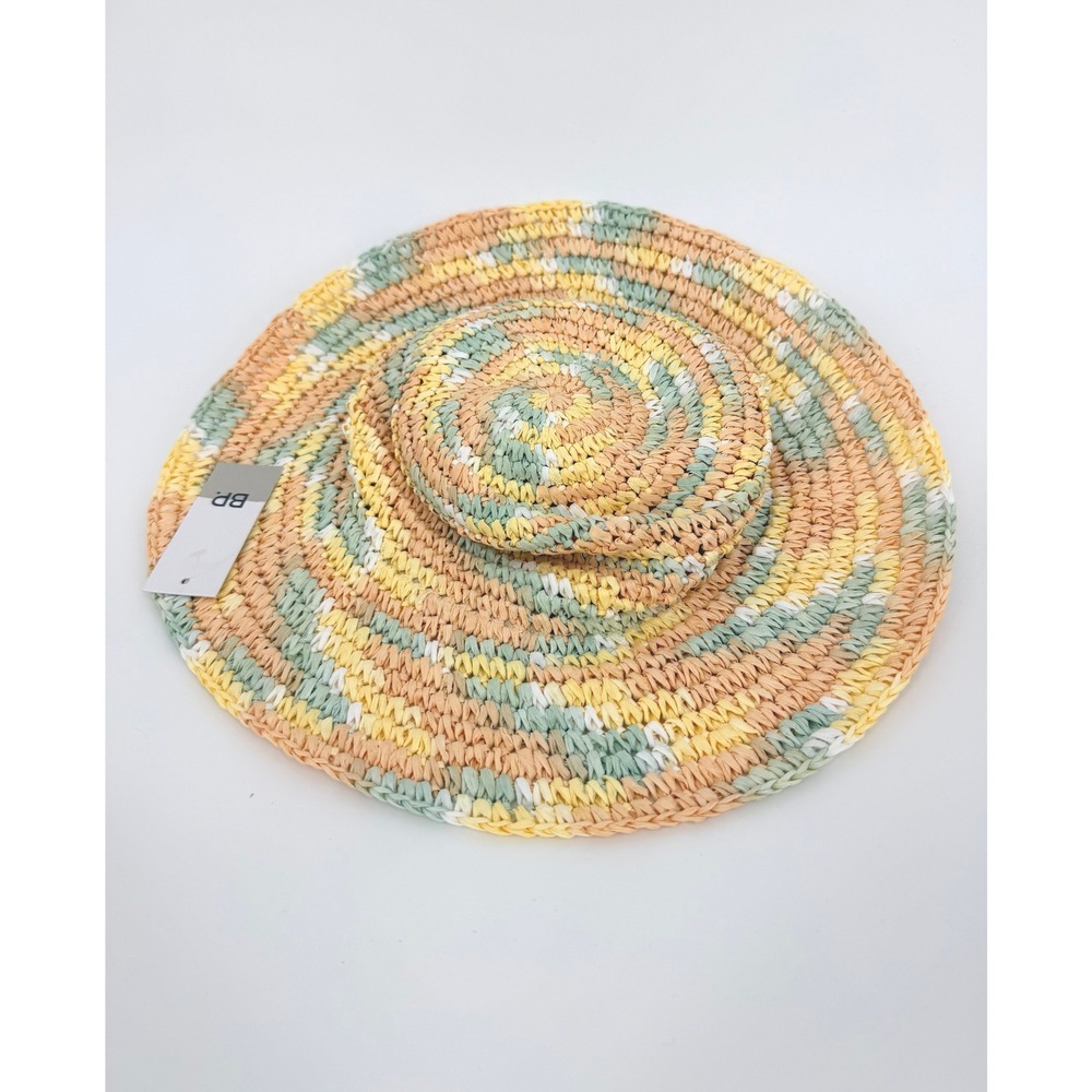 BP Nordstrom Womens Pink Multi Swirl Woven Straw Sun Hat NEW‎